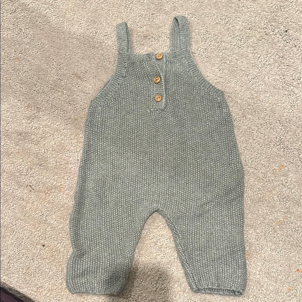 Zara Gray Knit Overalls Relaxed Fit